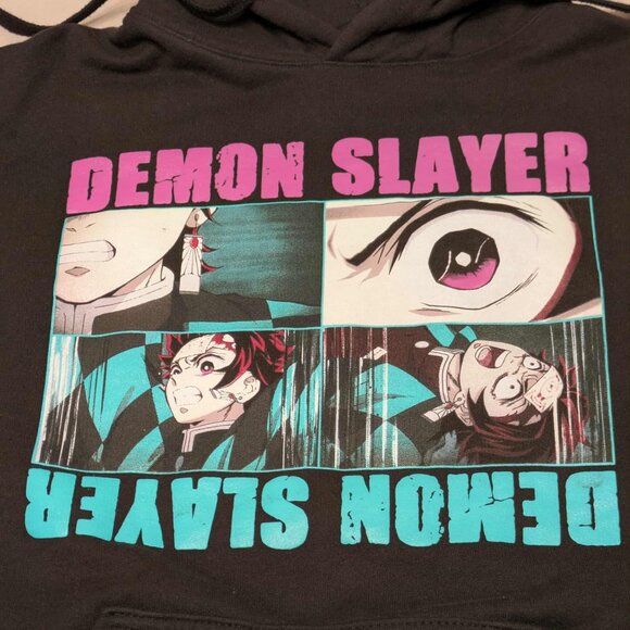 Demon Slayer Black Graphics Hoodie Unisex Small Pullover - Picture 2 of 9